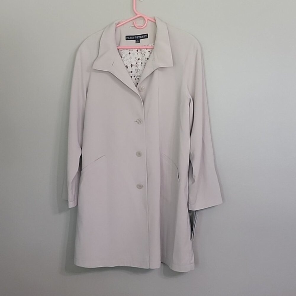 Fleet Street Beige Light Weight Rainwear French Twill Coat NWT Size L
